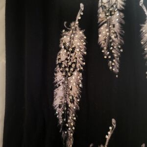 Black Leggings with Feather Sequin Designs On Sides. Vocal Brand